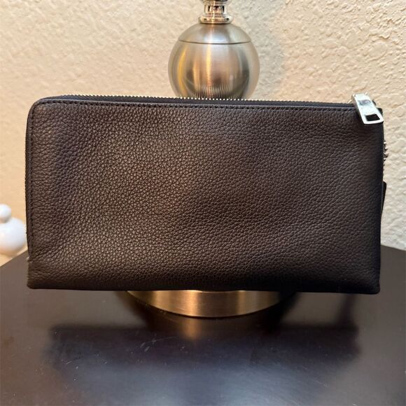 Coach Double Zip Wallet In Metallic Caviar Leather - Picture 3 of 7